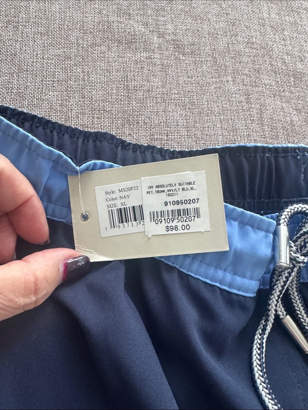 NWT Peter Millar Navy Swim Trunks with Light Blue Waistband